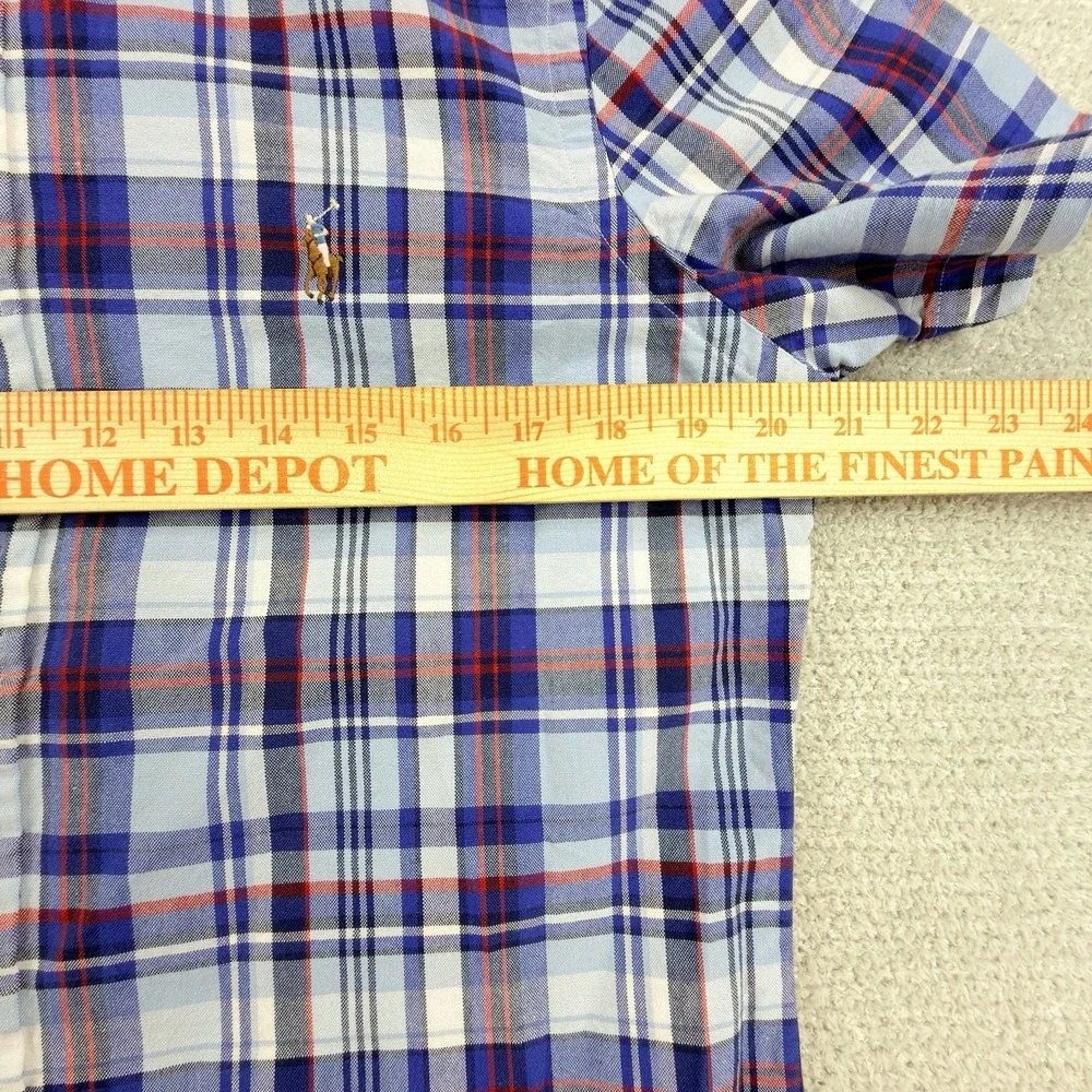 NWT Polo Ralph Lauren Classic Fit Plaid Button Down Shirt Mens Small Blue Cotton